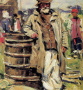 Makovshy Vladimir Old peasant man at barrel Sun