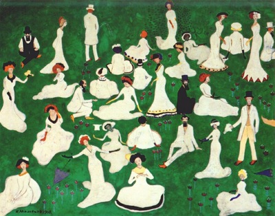 malevich relaxing high society in top hats