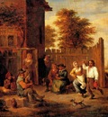 Teniers David Peasants Merrymaking Outside An Inn