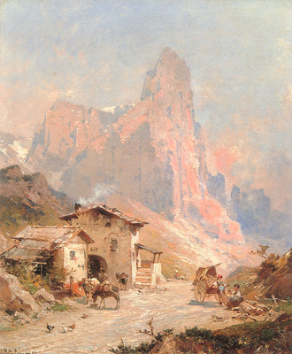 Figures in A Village in the Dolomites