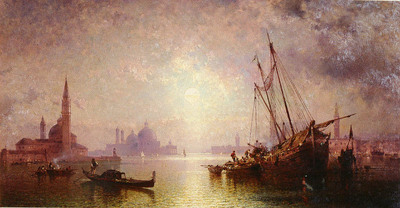 Unterberger Franz Richard Belgian 1838 1902 VENISE VUE DE S GEORGE OC 82 5by70
