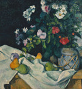 still life with flowers and fruit