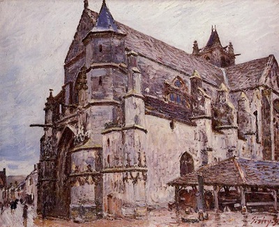 The Church at Moret Rainy Weather Morning