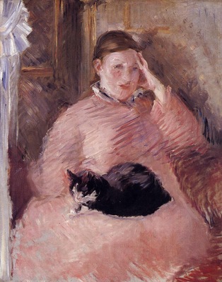 woman with a cat portrait of madame manet 1882