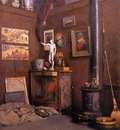 interior of a studio with stove 1872