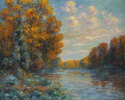 by the river in autumn