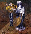 flowers and a statuette