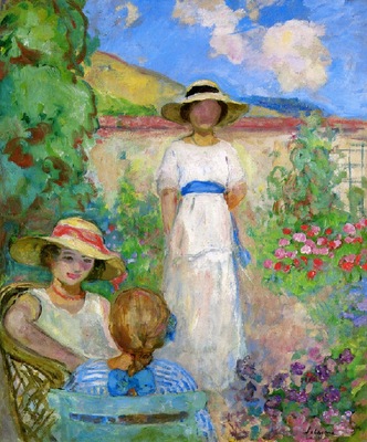 les andelys three girls in a garden