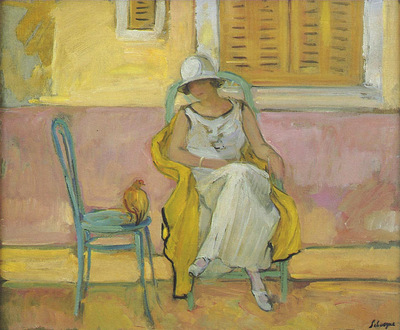woman in a white robe