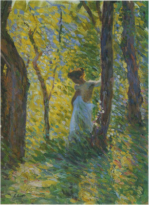 young girl in a clearing