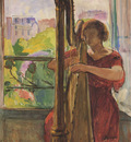 A Girl Playing a Harp
