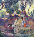 bathers at a fountain in saint tropez