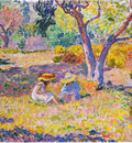 girls among olive trees