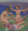 Two Young Girls with Garlands