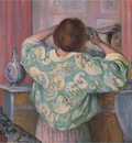 Woman Doing Her Hair at the Mirror