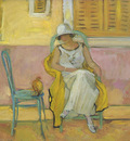 woman in a white robe