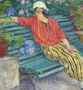 young woman seated with hydrangeas