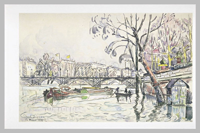 Vue de la Seine en Crue au Pont des Arts
