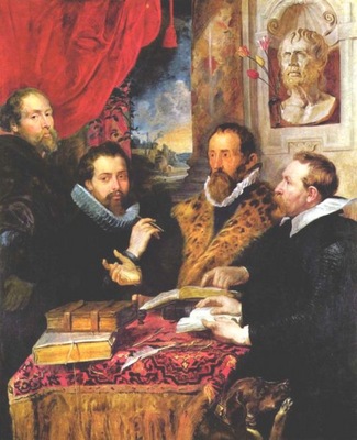 selfportrait with brother philipp justus lipsius and another scholar