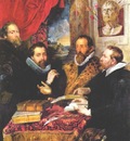 selfportrait with brother philipp justus lipsius and another scholar