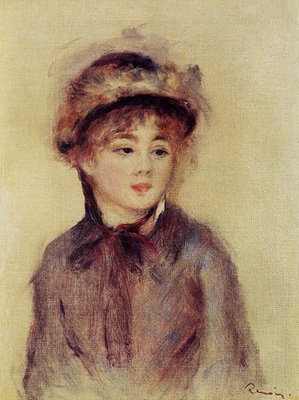 bust of a woman wearing a hat