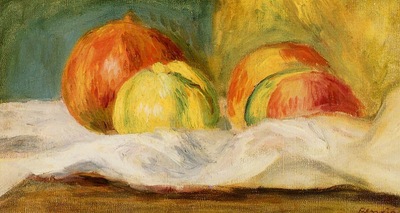 still life with apples and pomegranates