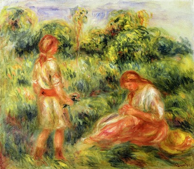 two young women in a landscape