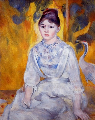 young woman with crane