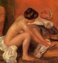 bather drying her feet