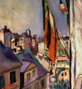 flag decorated street