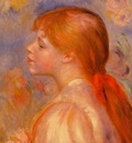 girl with a red hair ribbon