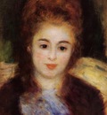 head of a young woman wearing a blue scarf