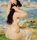 nude fixing her hair