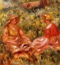 two women in the grass