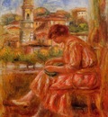 woman at the window with a view of nice