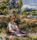 young girl seated in a meadow
