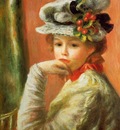 young girl in a white hat