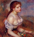 young girl with daisies