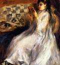 young woman in white reading