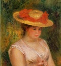 young woman in a straw hat