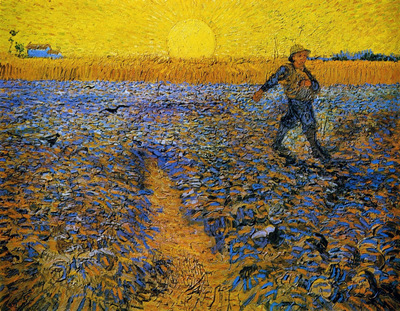 sower with setting sun after millet