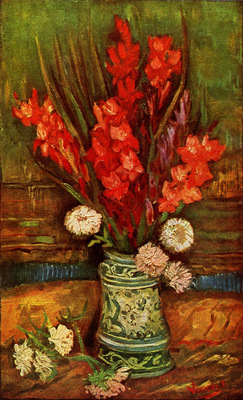 Still LIfe  Vase with Red Gladiolas