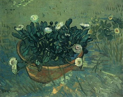 still life  bowl with daisies