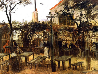 terrace of a cafe on montmartre la guinguette