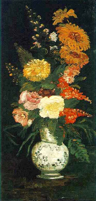 Vase with asterssalvia and others flowers