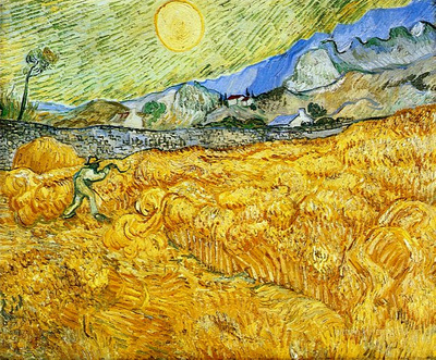 wheat field behind saint paul hospital with a reaper1889
