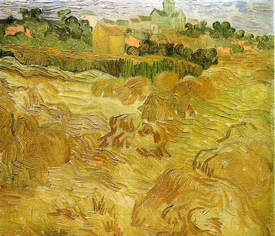 wheat fields with auvers in the background