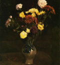 basket of carnations and zinnias