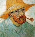 self portrait with pipe and straw hat