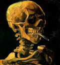skull with burning cigarette